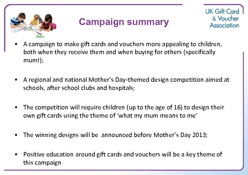 Campaign summary • A campaign to make gift cards and vouchers more appealing to