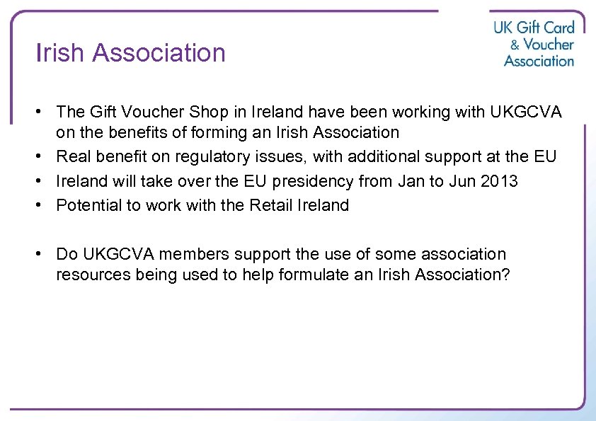 Irish Association • The Gift Voucher Shop in Ireland have been working with UKGCVA