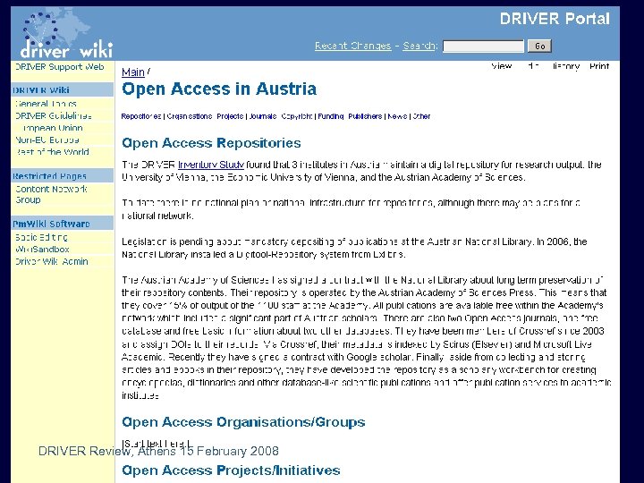 wiki-Austria DRIVER Review, Athens 15 February 2008 