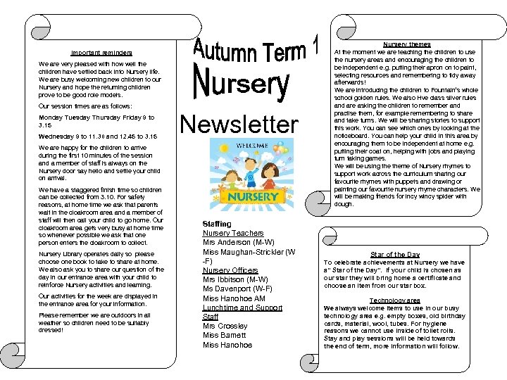 Important reminders We are very pleased with how well the children have settled back