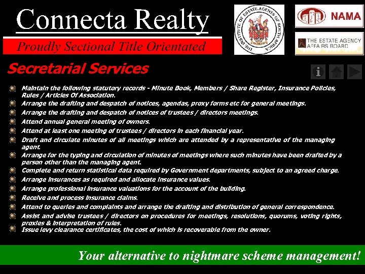Secretarial Services Maintain the following statutory records - Minute Book, Members / Share Register,