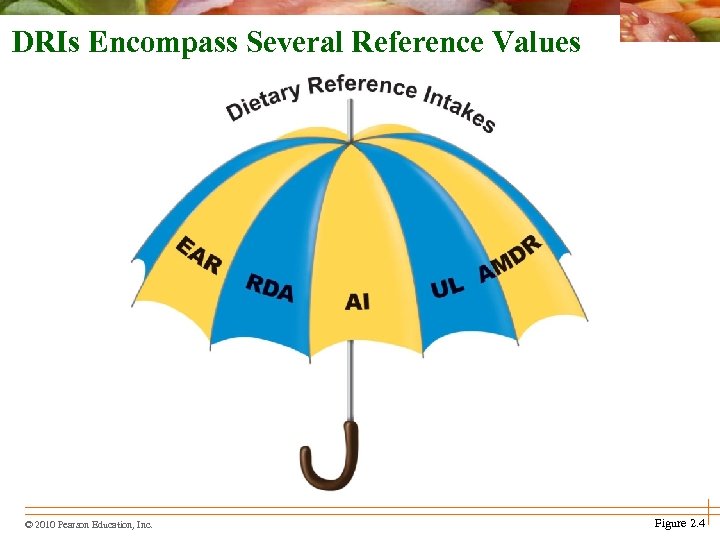 DRIs Encompass Several Reference Values © 2010 Pearson Education, Inc. Figure 2. 4 