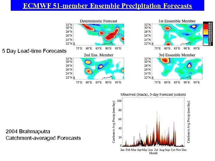 ECMWF 51 -member Ensemble Precipitation Forecasts 5 Day Lead-time Forecasts 2004 Brahmaputra Catchment-averaged Forecasts