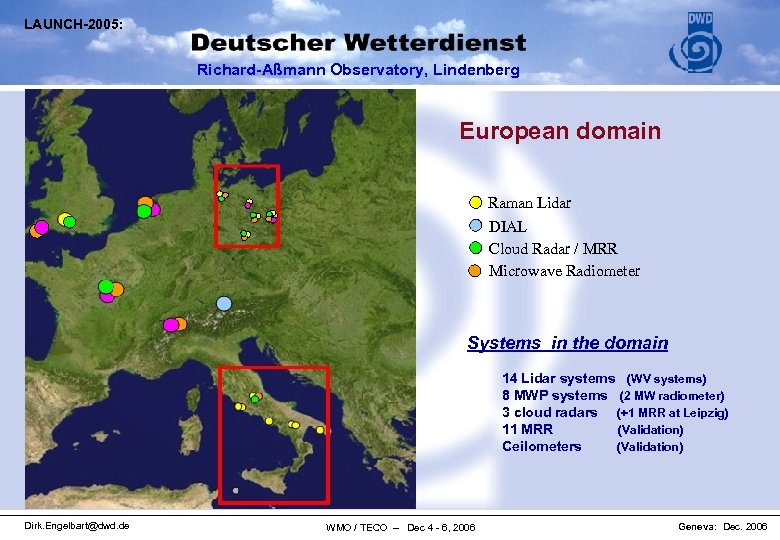 LAUNCH-2005: Richard-Aßmann Observatory, Lindenberg European domain Raman Lidar DIAL Cloud Radar / MRR Microwave