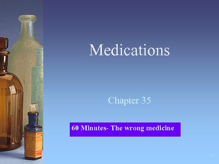 Medications Chapter 35 60 Minutes- The wrong medicine 1 