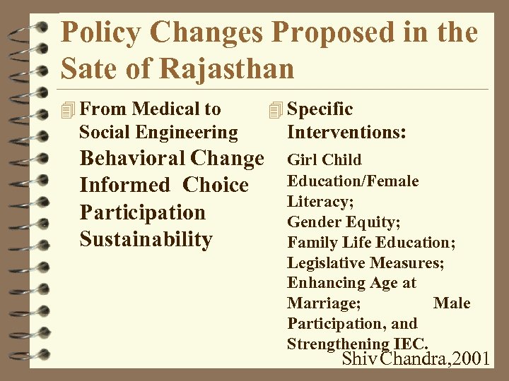 Policy Changes Proposed in the Sate of Rajasthan 4 From Medical to 4 Specific