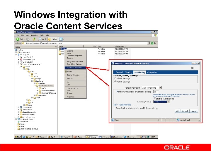 Windows Integration with Oracle Content Services 