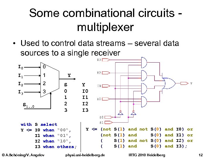 Some combinational circuits multiplexer • Used to control data streams – several data sources