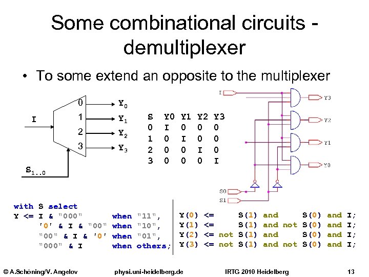 Some combinational circuits demultiplexer • To some extend an opposite to the multiplexer 0