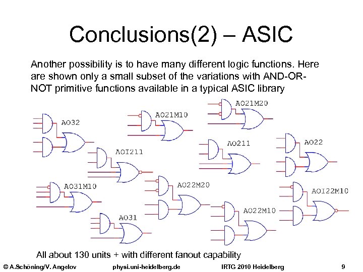 Conclusions(2) – ASIC Another possibility is to have many different logic functions. Here are