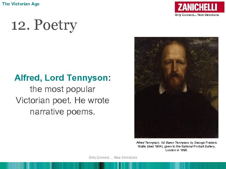 The Victorian Age 12. Poetry Alfred, Lord Tennyson: the most popular Victorian poet. He