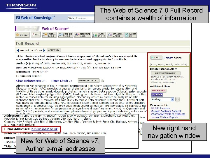 The Web of Science 7. 0 Full Record contains a wealth of information New