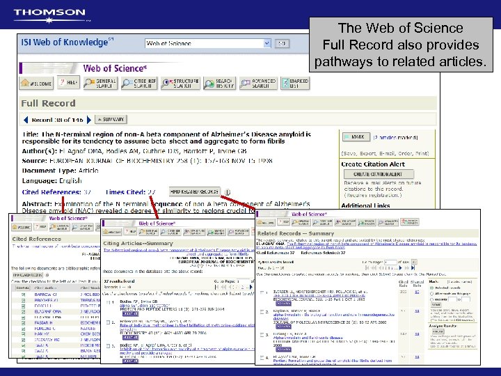 The Web of Science Full Record also provides pathways to related articles. 