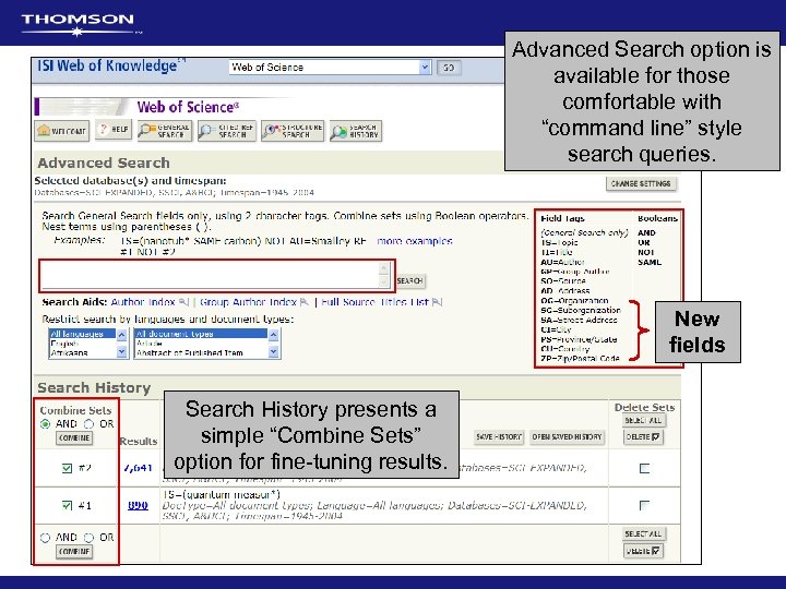Advanced Search option is available for those comfortable with “command line” style search queries.