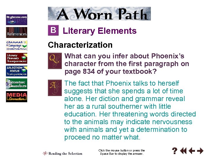 B Literary Elements Characterization What can you infer about Phoenix’s character from the first