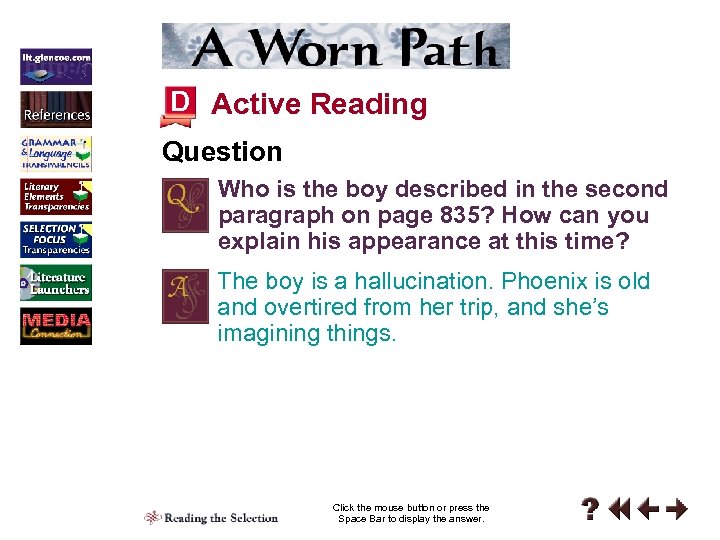 D Active Reading Question Who is the boy described in the second paragraph on