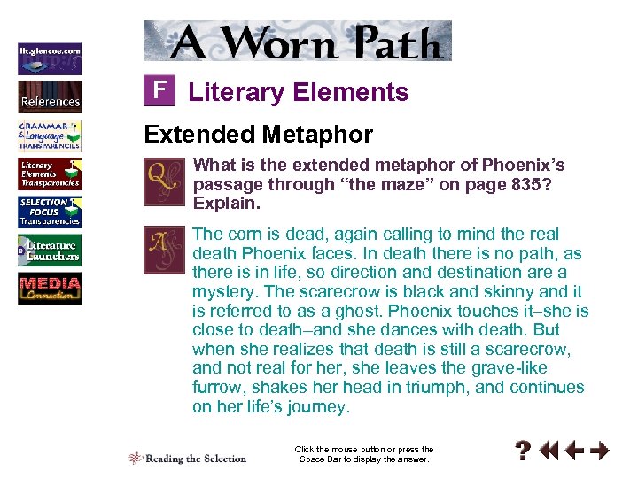 F Literary Elements Extended Metaphor What is the extended metaphor of Phoenix’s passage through