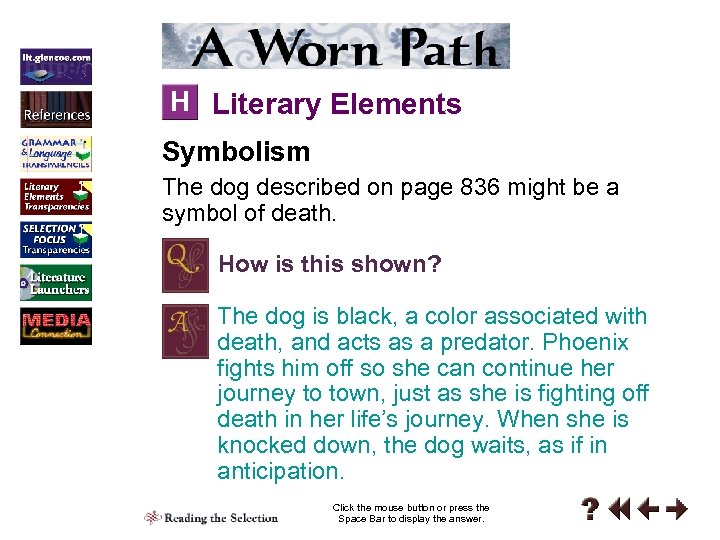 H Literary Elements Symbolism The dog described on page 836 might be a symbol