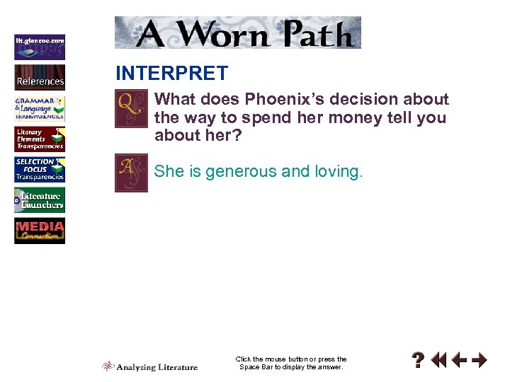 INTERPRET What does Phoenix’s decision about the way to spend her money tell you