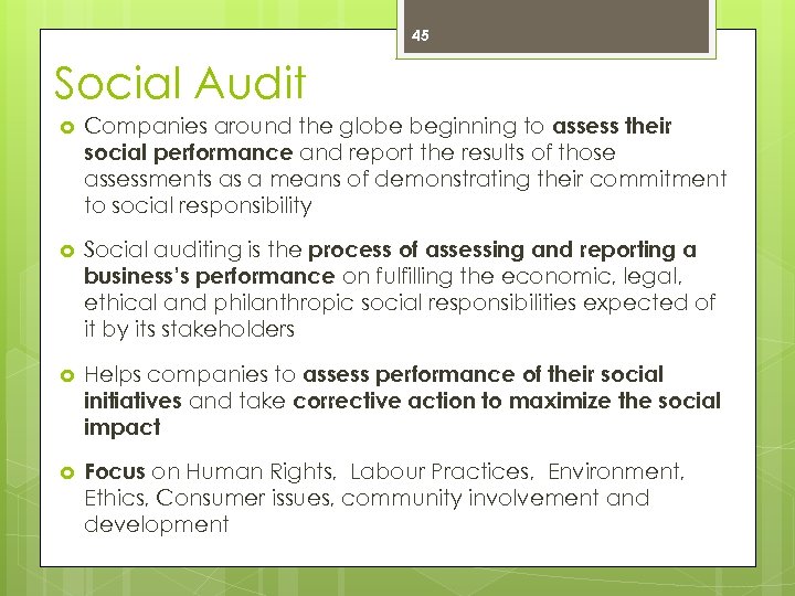 45 Social Audit Companies around the globe beginning to assess their social performance and