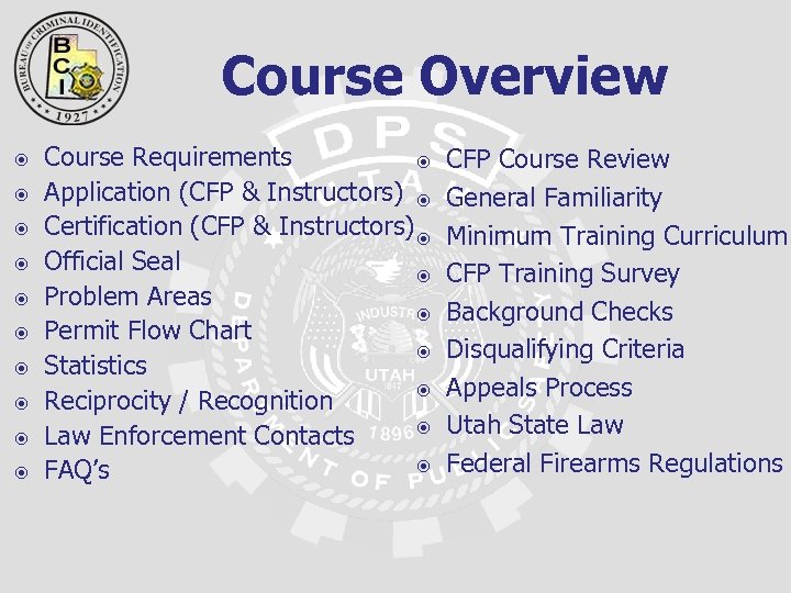 Course Overview Course Requirements Application (CFP & Instructors) Certification (CFP & Instructors) Official Seal