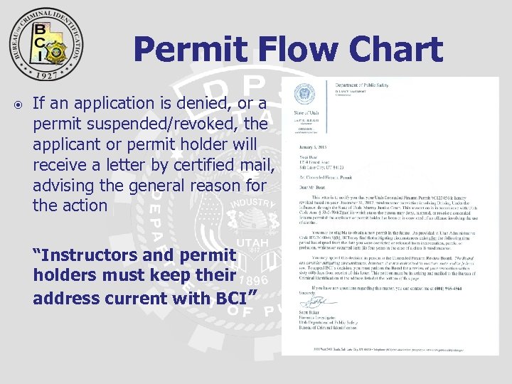 Permit Flow Chart If an application is denied, or a permit suspended/revoked, the applicant