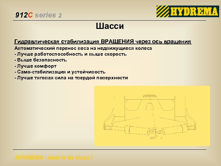 912 C series 2 Шасси Гидравлическая стабилизация ВРАЩЕНИЯ через ось вращения Автоматический перенос веса