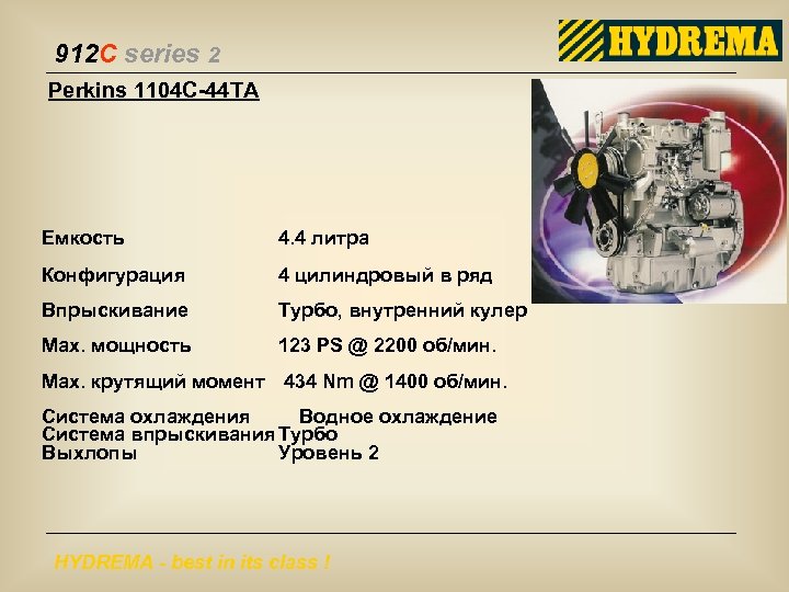 912 C series 2 Perkins 1104 C-44 TA Емкость 4. 4 литра Конфигурация 4