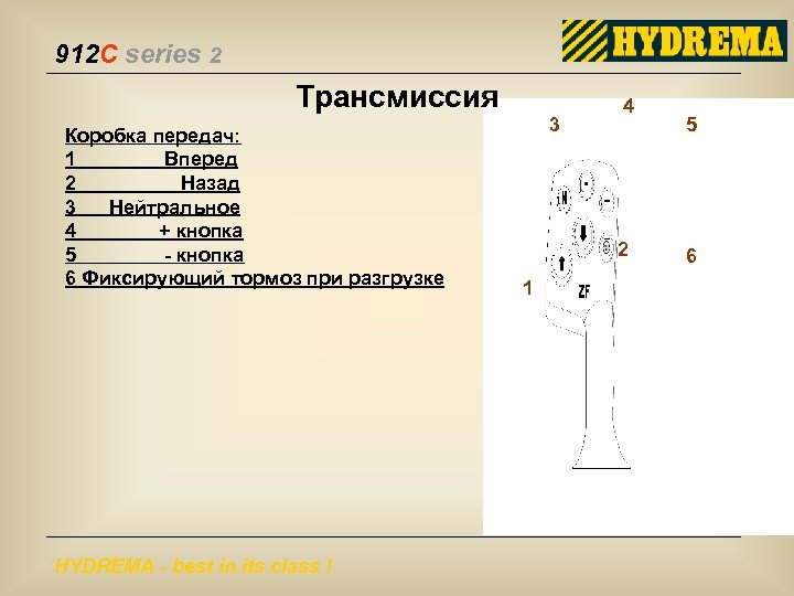912 C series 2 Трансмиссия Коробка передач: 1 Вперед 2 Назад 3 Нейтральное 4
