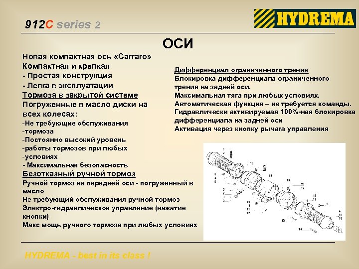 912 C series 2 ОСИ Новая компактная ось «Carraro» Компактная и крепкая - Простая