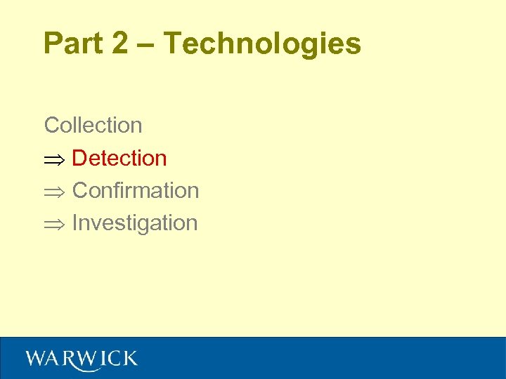 Part 2 – Technologies Collection Detection Confirmation Investigation 