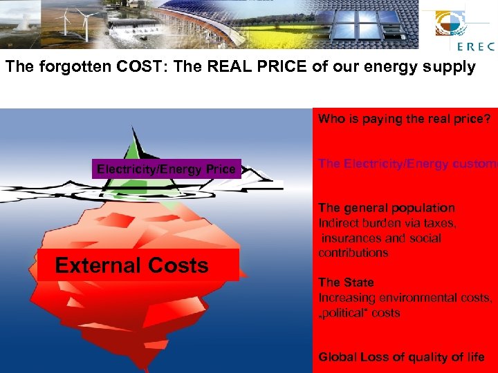 The forgotten COST: The REAL PRICE of our energy supply Who is paying the