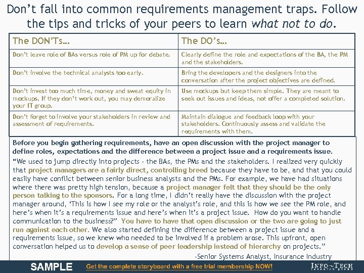 Don’t fall into common requirements management traps. Follow the tips and tricks of your