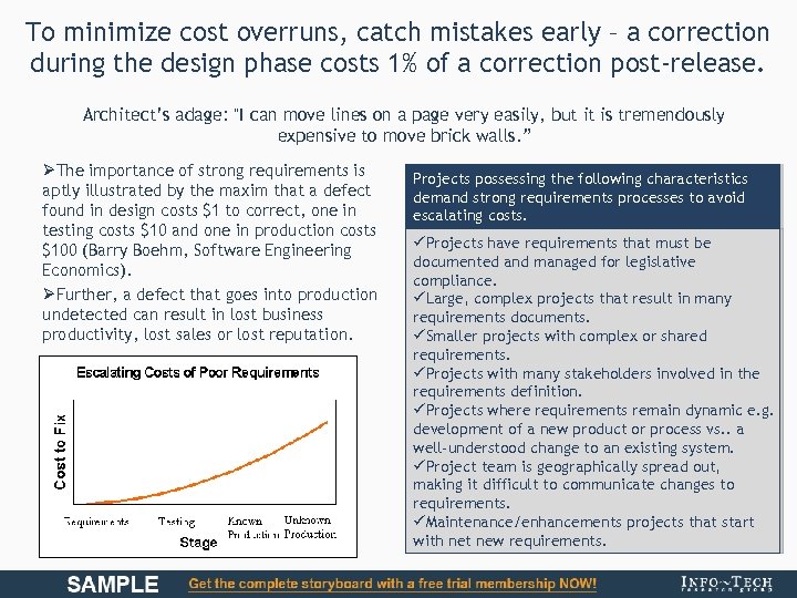 To minimize cost overruns, catch mistakes early – a correction during the design phase