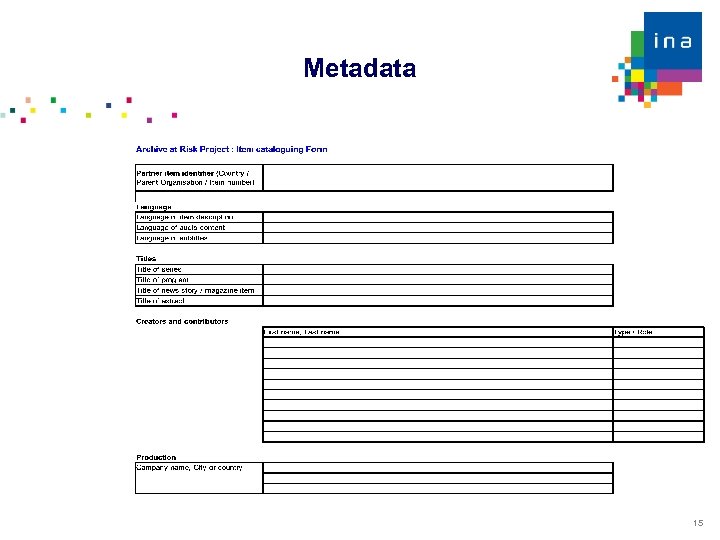 Metadata 15 