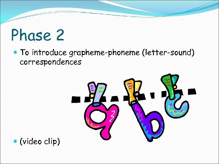 Phase 2 To introduce grapheme-phoneme (letter-sound) correspondences (video clip) 