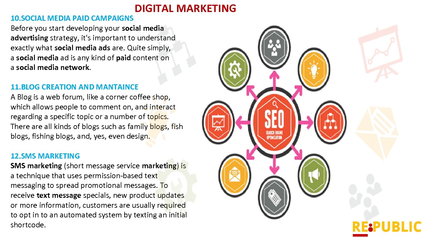 DIGITAL MARKETING 10. SOCIAL MEDIA PAID CAMPAIGNS Before you start developing your social media