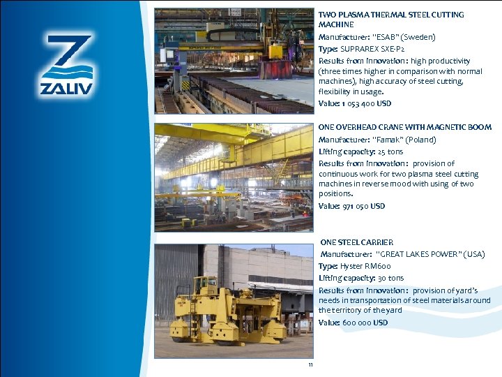 TWO PLASMA THERMAL STEEL CUTTING MACHINE Manufacturer: “ESAB” (Sweden) Type: SUPRAREX SXE-P 2 Results