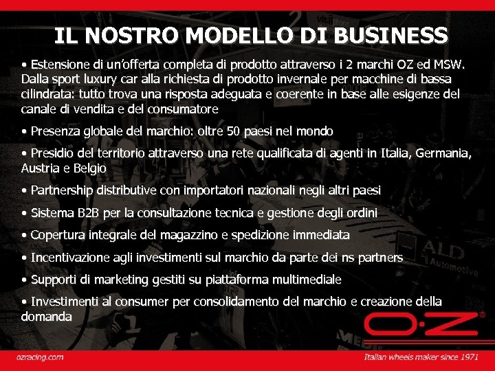 IL NOSTRO MODELLO DI BUSINESS • Estensione di un’offerta completa di prodotto attraverso i
