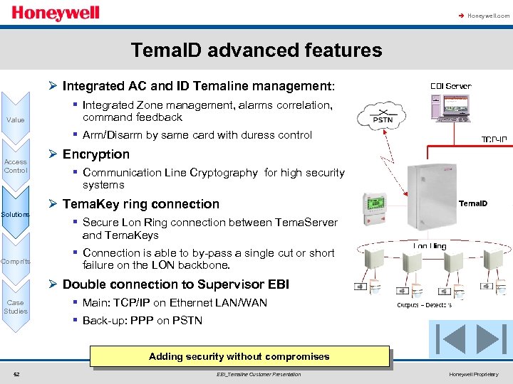 à Honeywell. com Tema. ID advanced features Ø Integrated AC and ID Temaline management: