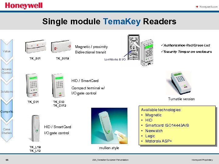 à Honeywell. com Single module Tema. Key Readers Magnetic / proximity Bidirectional transit Value