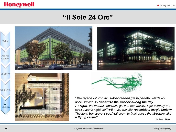 à Honeywell. com “Il Sole 24 Ore” Value Access Control Solutions Compn'ts Case Studies