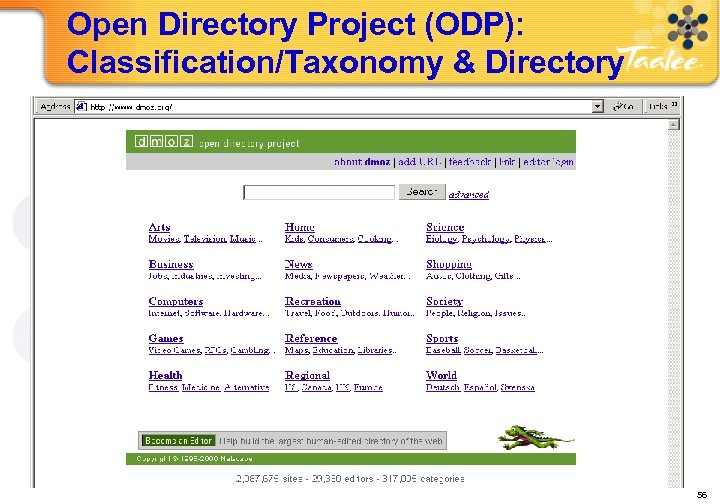 Open Directory Project (ODP): Classification/Taxonomy & Directory HP 56 