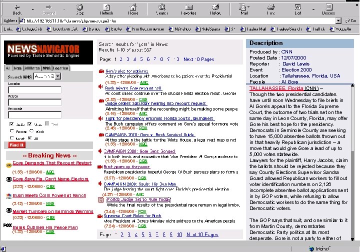 Description (1. 33) – 12/06/00 - ABC (2. 53) - 12/06/00 - CBS (5.