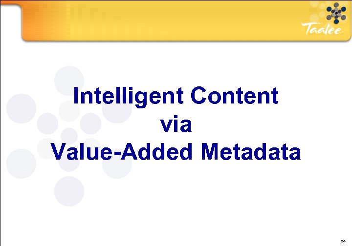 Intelligent Content via Value-Added Metadata HP 94 