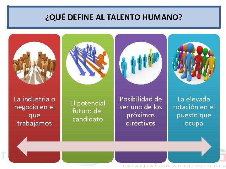 ¿QUÉ DEFINE AL TALENTO HUMANO? La industria o negocio en el que trabajamos El