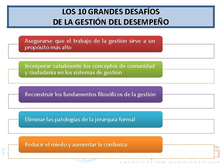 LOS 10 GRANDES DESAFÍOS DE LA GESTIÓN DEL DESEMPEÑO Asegurarse que el trabajo de