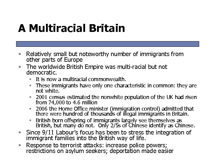 A Multiracial Britain § Relatively small but noteworthy number of immigrants from other parts
