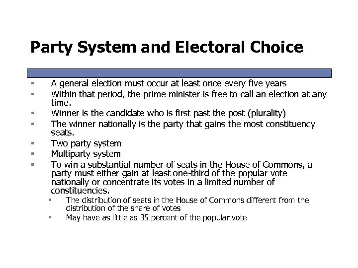 Party System and Electoral Choice § § § § A general election must occur
