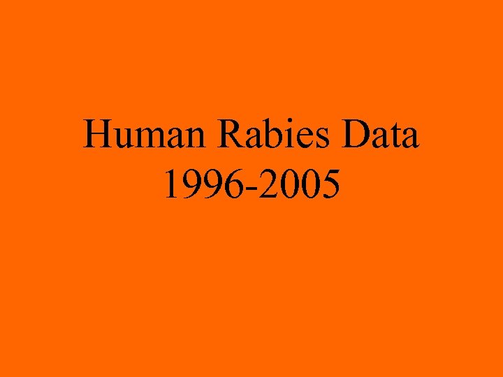 Human Rabies Data 1996 -2005 